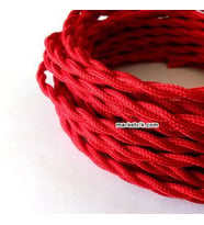 Marketcik 2x0,50mm Kırmızı Renkli Dekoratif BURGULU Kumaş Kablo, 1 Metre