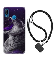 Huawei P20 Lite Mate 10 20 Lite Pro P40 Lite KılıfBoyun Askılı Silikon Purple Leopar 1750