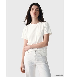 LCW Comfort Beyaz Nakışlı %100 Pamuklu Kadın Tişört
