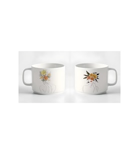 Çay Kahve Espresso Fincanı Minimal26 Çizgisel Kadın 2'li Fincan Seti Kupa 180 Ml