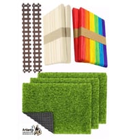 Maket Yapım Seti A4 Suni Çim Renkli ve Naturel Dondurma Dil Çubuğu Maket Çim Yapay Çim Ahşap Dondurma Çubuğu (Yeşil)
