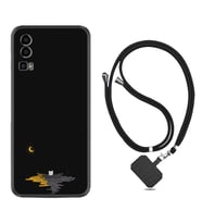 General Mobile Gm 23 Kılıf Silikon Boyun Askılı İpli Desenli Silikon Ay ve Kedi 1683
