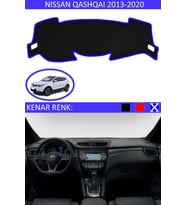 Nissan Qashqai 2013-2020 Için Uygun Torpido Koruma Halısı Siyah Kenar Renk Mavi