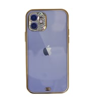 iPhone 12 Kılıf Liva Taşlı Silikon - Mor
