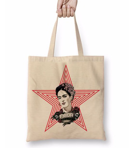 Frida Kahlo 09 Bez Çanta Uzun Saplı