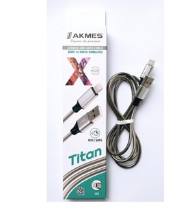 Tonex Titan Metal Kaplama  3.4A  20W USB Lightning Şarj ve Data Kablosu 1Mt (Siyah)