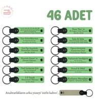 Tasarım ve Çizim Sınıfı Mezuniyetine 46'lı Set Kişiye Özel Yazılı Anahtarlık, Fıstık Yeşil & S Kahve (Fıstık Yeşili)