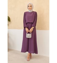 Kolları Piliseli Etek Tunik Takım - Leylak