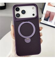 Coverzone iPhone 17 Air ile uyumlu K?l?f Karbon Fiber G�r�n�ml� Magsafe ile uyumlu Stand olabilen Carbon Case Tam G�vde Koruyucu Telefon K?l?f? Purple