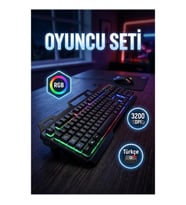 RGB Işıklı Oyuncu Klavye ve Mouse Seti – Türkçe Q, 3200 DPI, USB Bağlantı