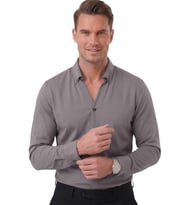 DeepSEA Füme Slim Fit Kolay Ütülenebilir Açık Dik Yaka Likralı Erkek Gömlek 2602615