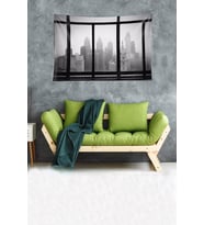 Kule Gökdelenler Leke Tutmaz Kadife Dokulu Kumaş Duvar Örtüsü Duvar Halısı Tapestry (Gri)
