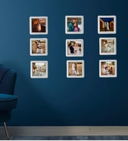 Kişiye Özel 9 Adet 8,5x8.5 Sök Tak Fotoğraflı Beyaz Çerçeve
