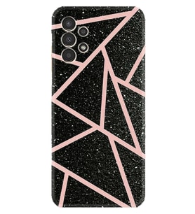 Samsung Galaxy M14 Kılıf Resimli Desenli Baskılı Silikon Pembe Şeritli Mermer 1312