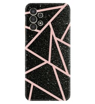 Samsung Galaxy M14 Kılıf Resimli Desenli Baskılı Silikon Pembe Şeritli Mermer 1312