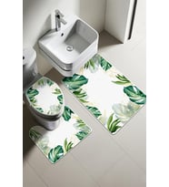 Modern Desenli Dijital Baskı 3’lü Banyo Paspas Takımı Yıkanabilir Kaymaz Tabanlı Klozet Takımı KLZ0028 (Çok Renkli)