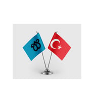 Karakoyunlu Devleti ve Türk Bayrağı İkili Saten Masa Bayrağı Takımı