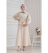 Beli Tünelli Fermuarlı Etekli Takım-BEJ