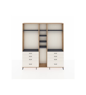 Arges Dolap 8 Raflı 8 Çekmeceli 3 Askılı 220x30x243 Çam-Antrasit/Aytaşı
