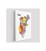 Denizli  İli ve İlçeler Haritası  Dekoratif Kanvas Tablo 1319