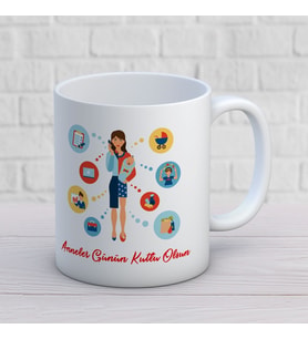 Anneler Günün Kutlu Olsun Yazılı Hediyelik Kupa Anneler Günü Tasarımlı Baskılı Kupa Bardak