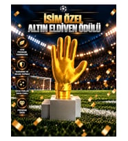 İsime Özel Altın Eldiven Futbol Kaleci Ödülü Maketi Dekoratif Kupa