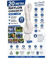 3 mm, Çok Amaçlı Dayanıklı Çamaşır İpi, Kamp Bahçe Balkon Hamak ve Taşıma Sabitleme İpi, Dayanıklı Çamaşır İpi Kalın, Asma İpi Güçlü Halat İp, Sağlam İp, Kaliteli