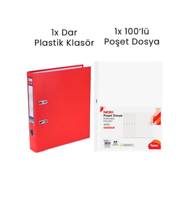 1 Adet Tigra Dar Klasör 1 Adet Noki 100'lü Poşet Dosya Ofis Seti