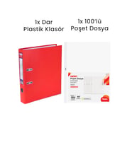 1 Adet Tigra Dar Klasör 1 Adet Noki 100'lü Poşet Dosya Ofis Seti