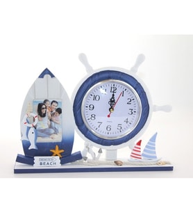 Periboia Ahşap Marin Dümenli Çerçeveli Saat Model 1 (Çok Renkli)