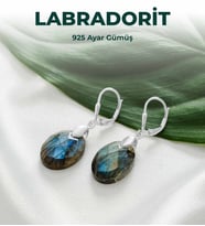 Luxtone Sertifikalı Labradorit 925 Ayar Gümüş Küpe Kadın Takı LX0520KP