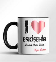 Kişiye Özel Eskişehir Seninle Daha Güzel Tema Siyah Renk Kupa (Siyah)
