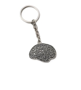Düşünce Temalı Beyin Figürlü Gümüş Renk Metal Unisex Anahtarlık