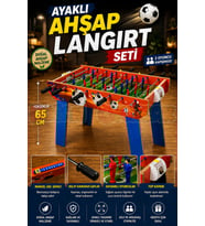Ayaklı Ahşap Langırt Seti - Ahşap Oyuncak - Futbol Oyuncakları - Top Oyuncak Langırt Setleri - Langı