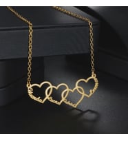 Kişiye Özel Zarif Çoklu Kalp İsim Kolye 925K Gümüş (Gold)