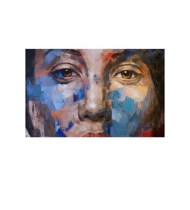 Tablolife Colorful Woman Yağlı Boya Dokulu Tablo 90X120,Çerçeve;Gold