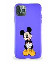 Apple iPhone 11 Pro Max Soft Premier Kapak Mickey Mouse-A Tasarımlı Silikon Kılıf - Mor (Şeffaf)