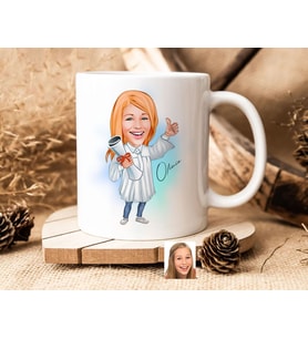 Bk Gift Kişiye Özel Mezun Karikatürlü Beyaz Kupa Bardak-3, Sevgiliye Hediye, Arkadaşa Hediye