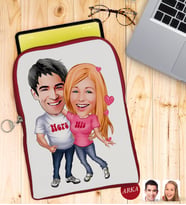 BK Gift Kişiye Özel Sevgililer Karikatürlü Taşınabilir Koruyucu Tablet Kılıfı & Organizer Çanta - Kırmızı-5