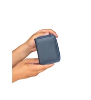 Premium Serisi Lüks Deri Özel Üretim Dikey Fermuarlı Erkek Cüzdanı (Lacivert)