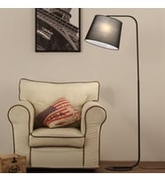 RİOLİGHT 1RETRO RUSTİK SİYAH HAREKETLİ KUMAŞ BAŞLIK METAL LAMBADER KÖŞE LAMBASI