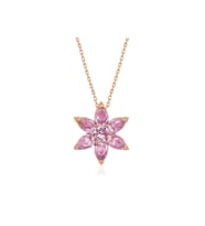 Gümüş Rose Pembe Çiçek Kolye CSR2180752