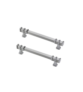 Tahtakale Toptancı Defne Zamak Kulp Kare Çizgili Model  Yüzüklü Tepsi Kulpu 12 CM (2 Adet)  Gümüş
