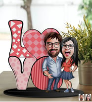 BK Gift Kişiye Özel Sevgililer Karikatürlü 3D Ahşap Biblo, Sevgili Biblo, Ahşap Biblo, Sevgiliye Hediye, Sevgililer Günü Hediyesi-9