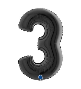 3 Rakam Folyo Balon Siyah 40Inc 100cm