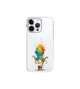 iPhone 14 Pro Max ile uyumlu Splash ahtapot tasarımlı şeffaf silikon kılıf