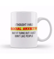 SOCIAL ANXIETY Sarcastic Funny Kupa Bardak Porselen