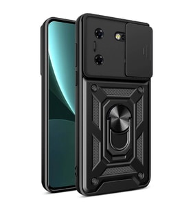 Vendas Tecno Pova 5 Kılıf Magnetik Standlı Kamera Korumalı Zore Sürgülü Vega Kapak (Siyah)