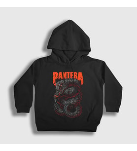 Presmono Unisex Çocuk Siyah Snake Pantera Kapüşonlu Sweatshirt 169088tt