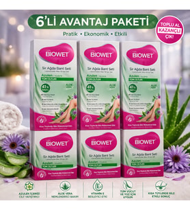 Biowet Sir Ağda Bant Seti Azulen Aloe Vera Tüm Ciltler İçin 41 Parça Kolay Kullanım 6 Paket